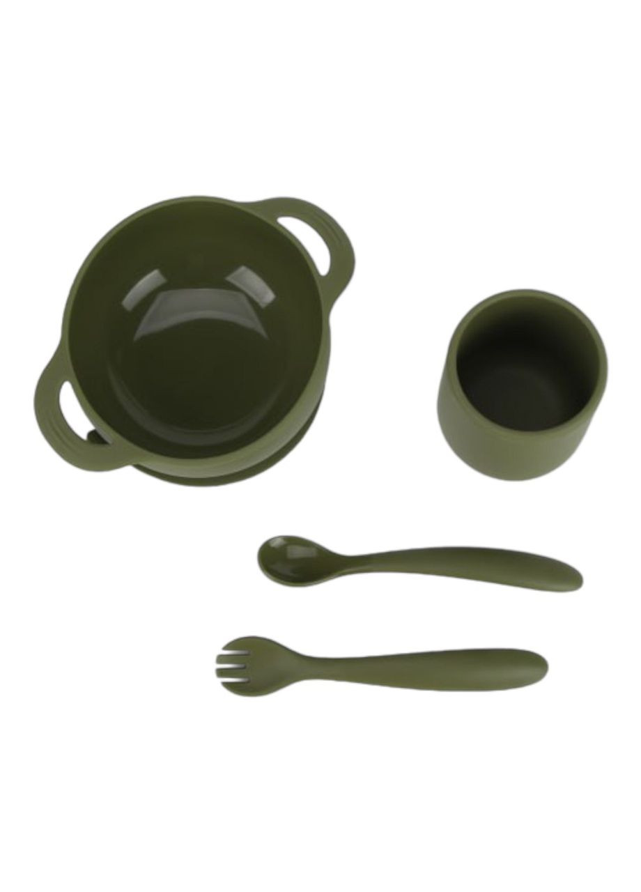 Набір силіконового посуду Olive силіконова тарілка на присосці, кухоль та прилади, 4 предмети oldbro (315797440)