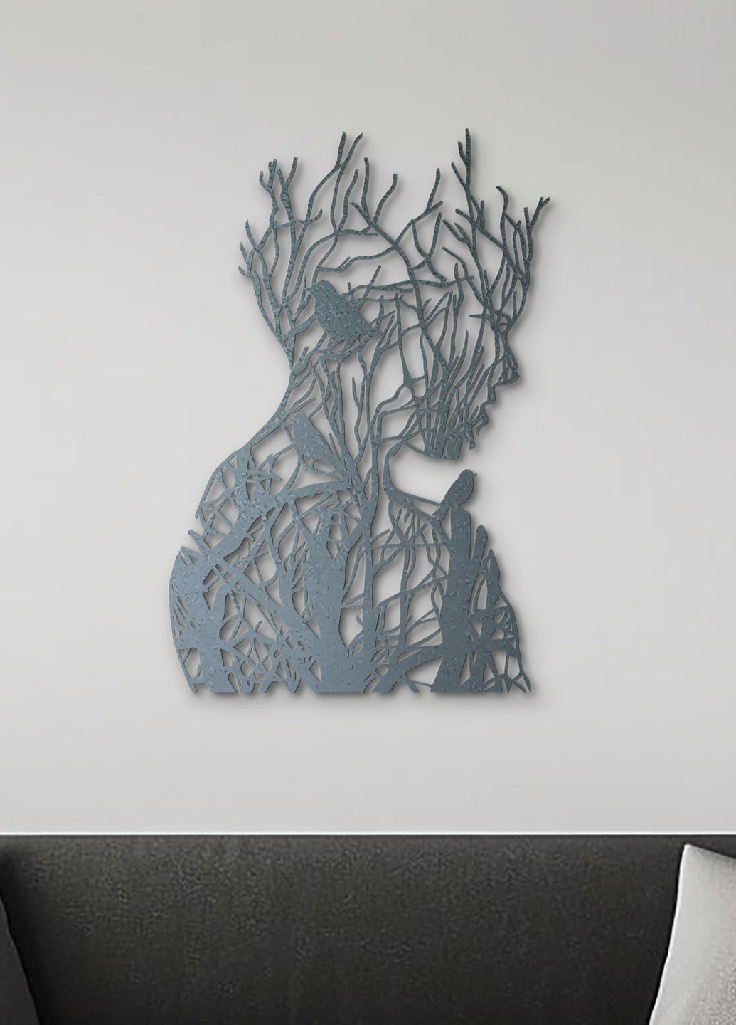 Декоративное панно из дерева, Настенный декор для комнаты "Кружева девушка с птицами", картина лофт 50х35 см Woodyard (292112918)