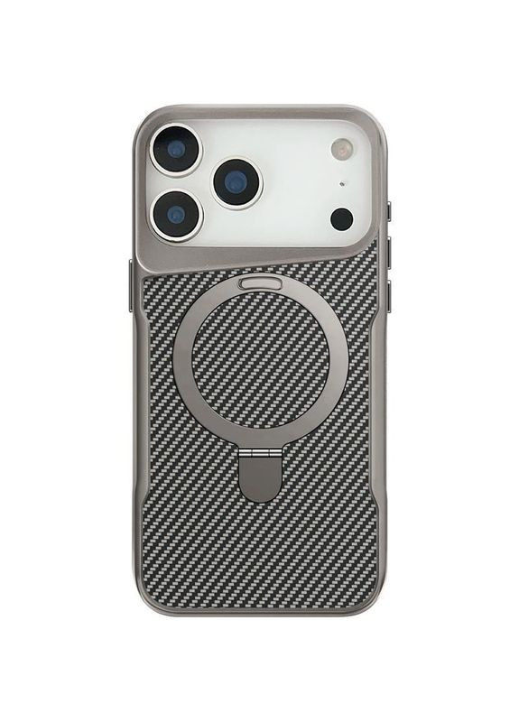 TPU+PC чохол Metal Buttons with MagSafe Carbon Ring для Apple iPhone 17 Pro (6.3") Grey No Brand (366832685)