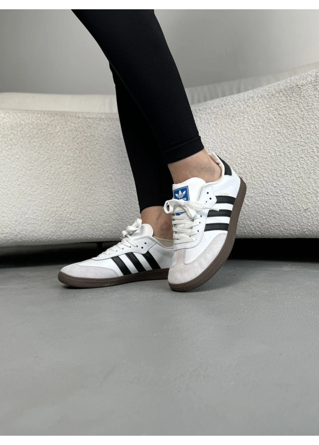 КРОССОВКИ ЖЕНСКИЕ ADIDAS SAMBA OG BLACK/WHITE АДИДАС САМБА БЕЛЫЕ No Brand белые демисезоны (391967321)