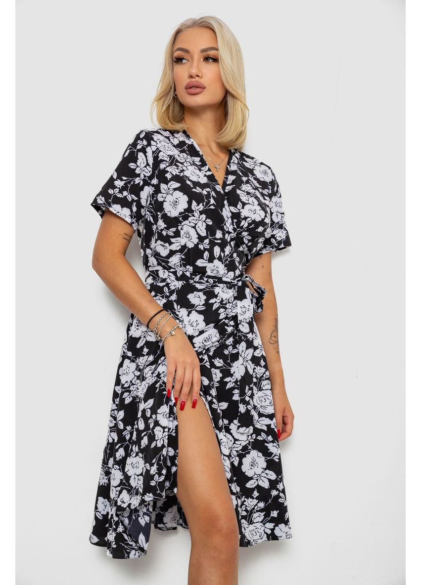 Чорна сукня софт на запах із принтом,, 230r0107 Ager