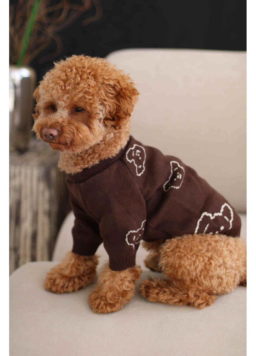Светр в'язаний Ведмідь коричневий Y-286 Розмір 5 Dogs Bomba (370275446)