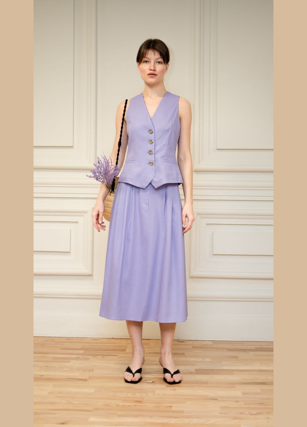 ЛАВАНДОВАЯ ЖИЛЕТКА ИЗ ЛЕНА ФЕРРИ Dolcedonna (338182353)