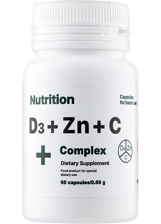 Вітамінно-мінеральний комплекс D3 + Zinc + С Complex+, у капсулах 60шт (939863-105789) EntherMeal (368660172)