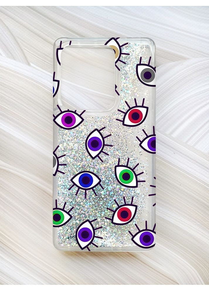 Чехол с плавающими блестками на Xiaomi Redmi Note 13 4G Серебристый: Глаза (принт 336) CASE CONTROL (360687934)