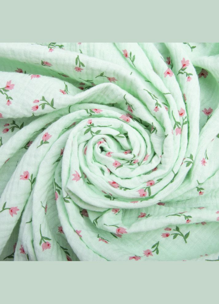 Тканина бавовняна платтяна Муслін двошарова 140 см, 120 г/м2 для суконь, блузок, спідниць, халатів, костюмів м'ята IDEIA (306459260)