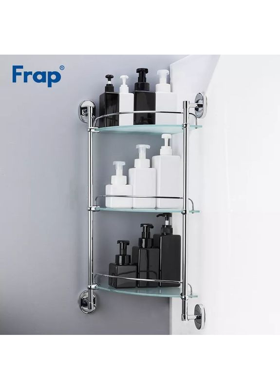 Стеклянная полка угловая F1907-3, 3-х ярусная, 290х290 мм Frap (371881825)