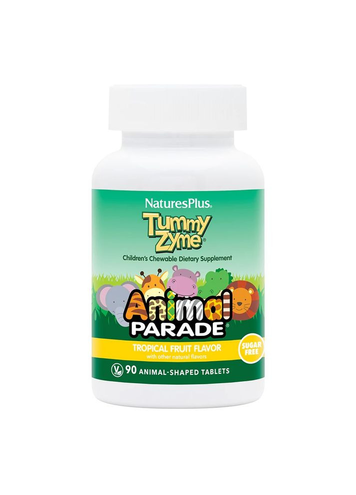 Пробіотики і пребіотики Animal Parade Children's Tummy Zume, 90 жувальних таблеток - Тропічні фрукти Natures Plus (324419502)
