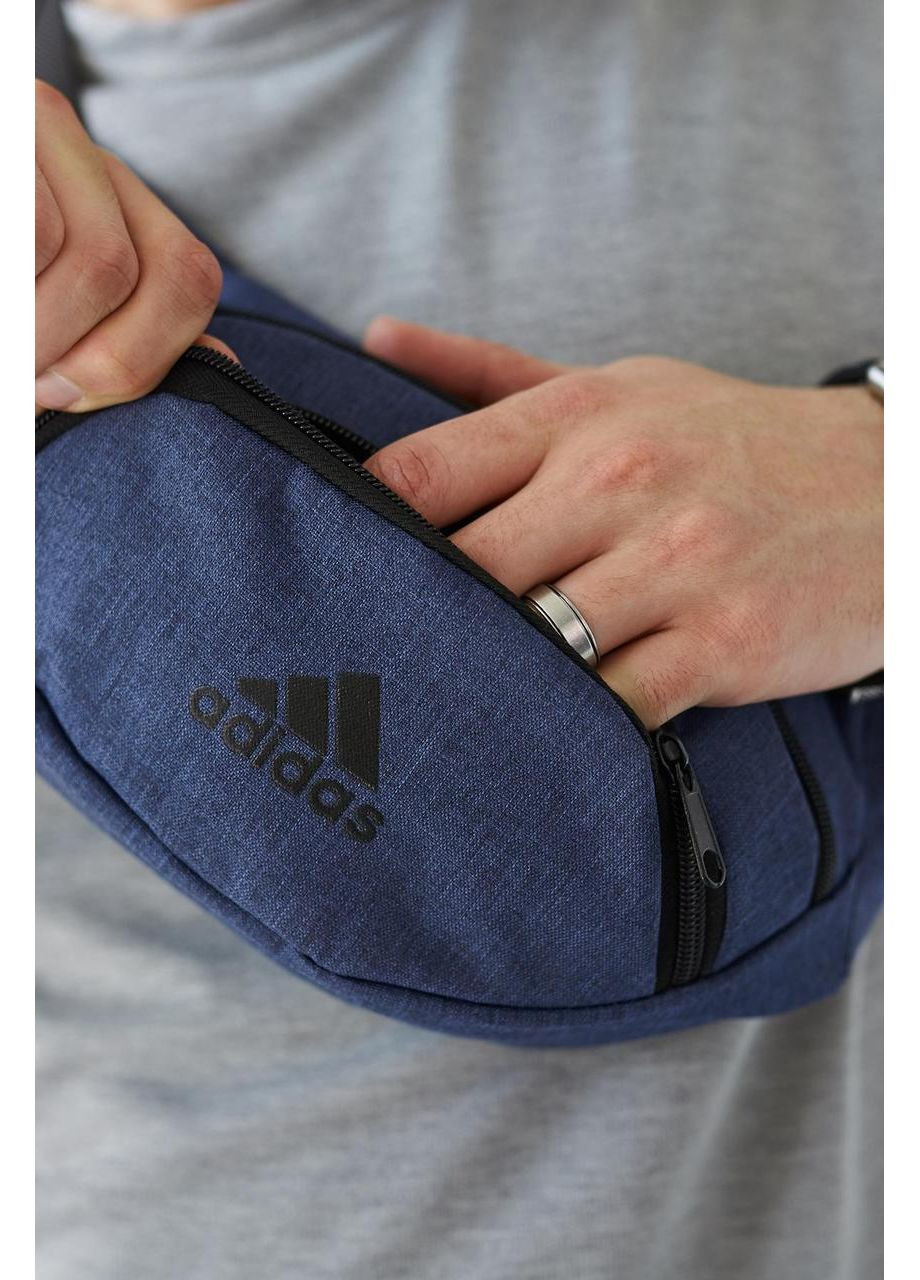 Спортивная синяя сумка на пояс с черным логотипом, надежный материал мужская бананка спорта No Brand (348779976)