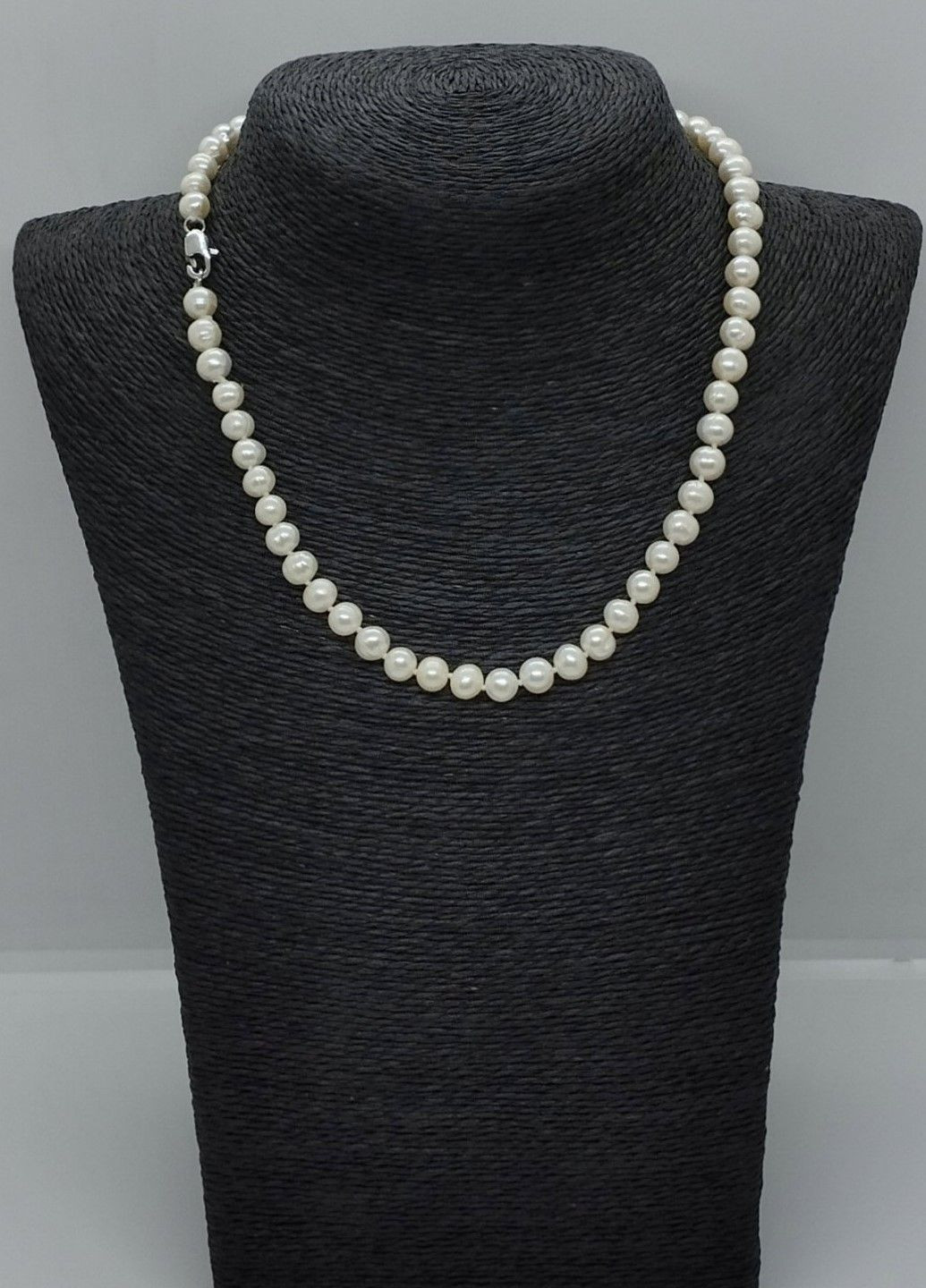 Ожерелье из речного жемчуга идеально белого цвета L=46 см Ø=7 мм No Brand (299153559)