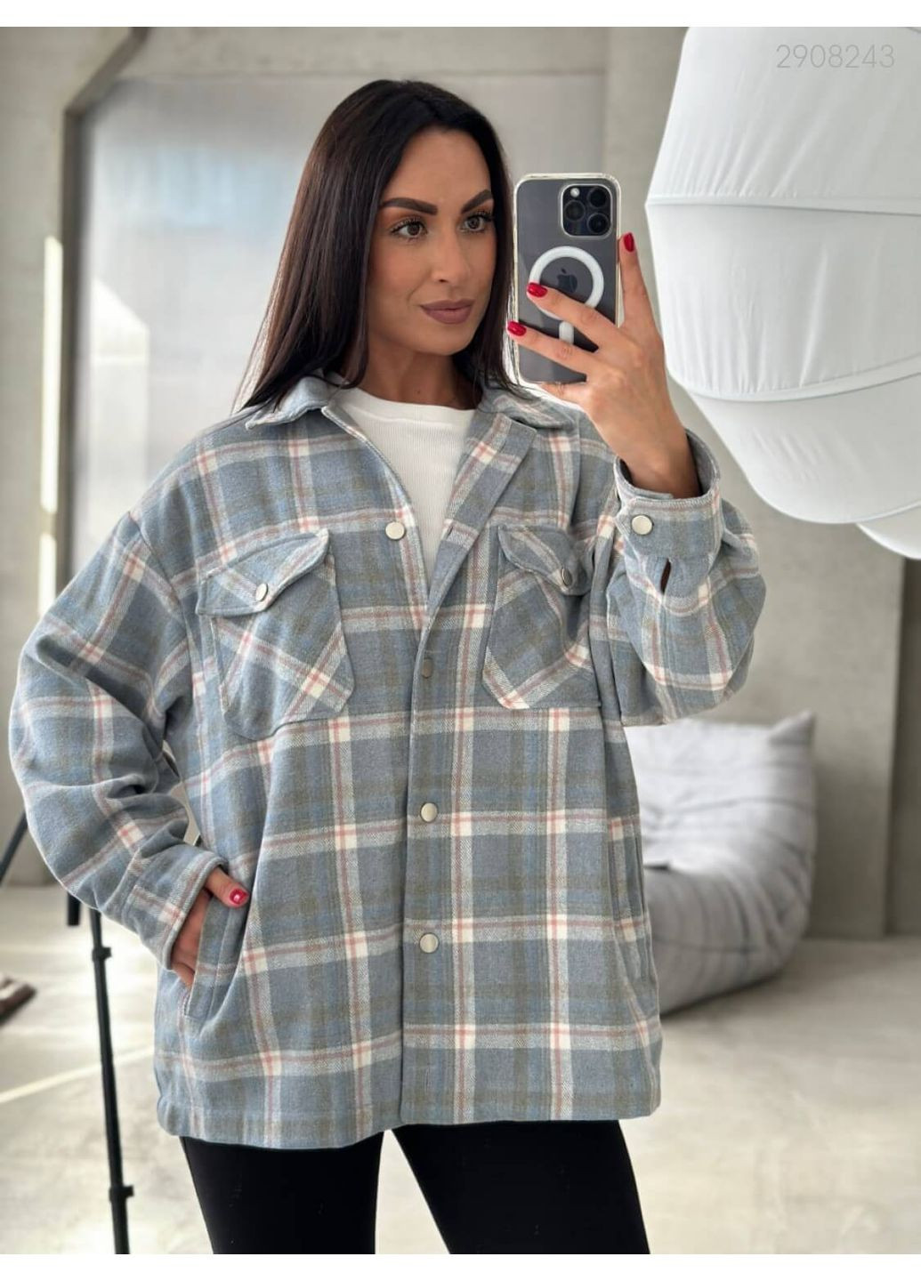 Синяя зимняя женская куртка куртка-рубашка №1 (джинсовый) 2908243 Peony