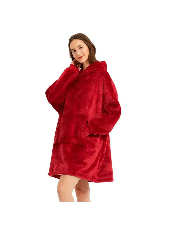 Тепла толстовка - плед з капюшоном HUGGLE HOODIE КОВДРА NM-500 Червоний No Brand (362412158)