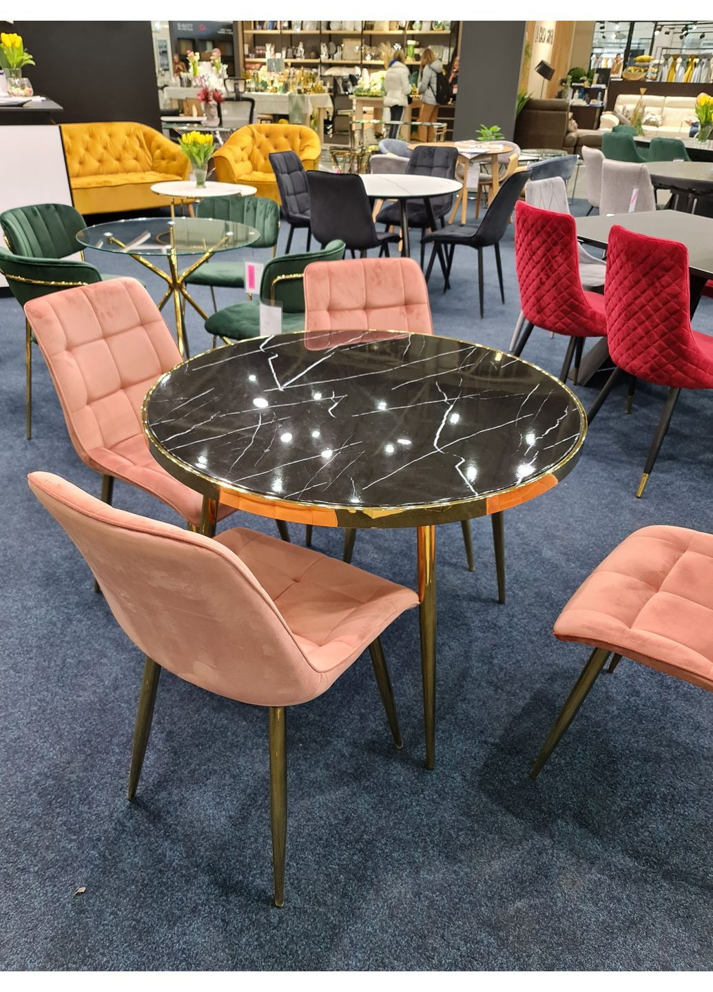 Стіл CALVIN чорний ефект мармуру / золото Діаметр 100 CALVINMAZL100 Signal (372178122)