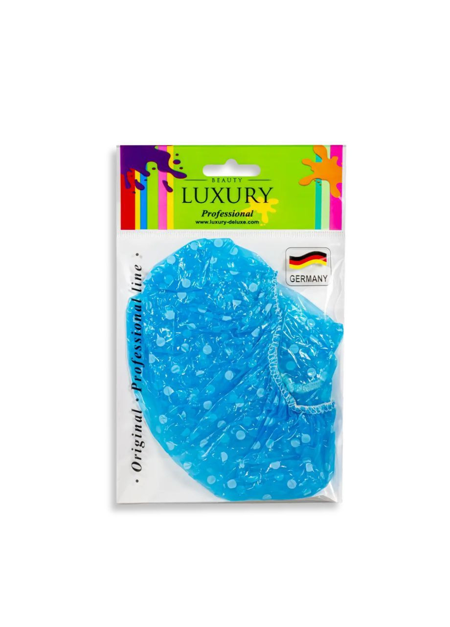 Шапочка для душу кольорова в горошок CS-03 Синій Beauty LUXURY (367269760)