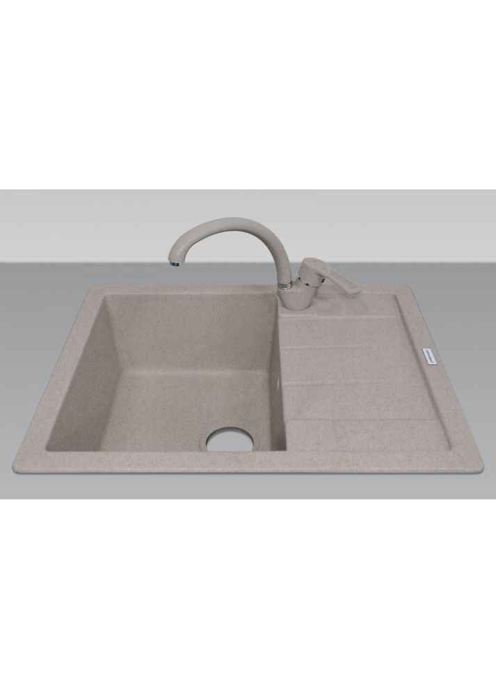 Кухонная мойка из искусственного камня/кварцевая 645х495х200мм, прямоугольная ANILA Terra Серо-бежевая (44000645495) Adamant (369798633)