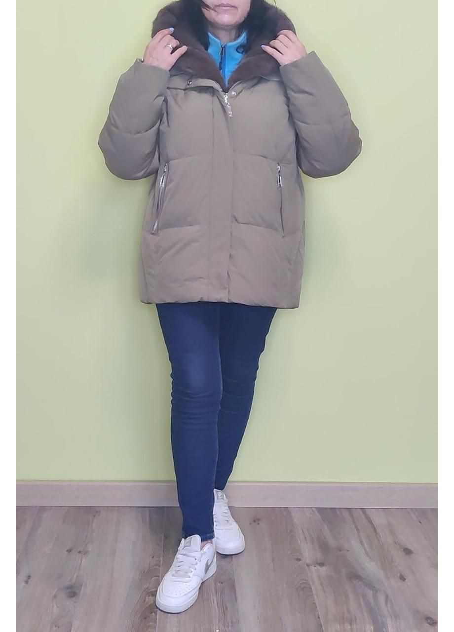 Чорна демісезонна куртка жіноча з хутром 752 Olanmear