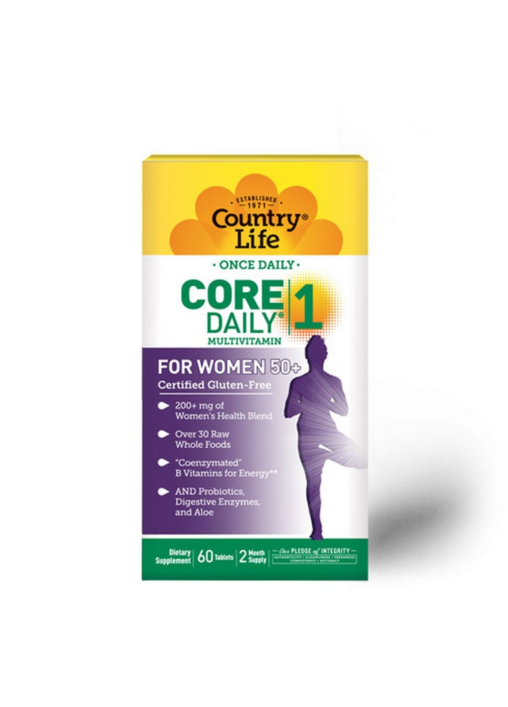Вітаміни та мінерали Core Daily-1 for Women 50+, 60 таблеток Country Life (293480995)