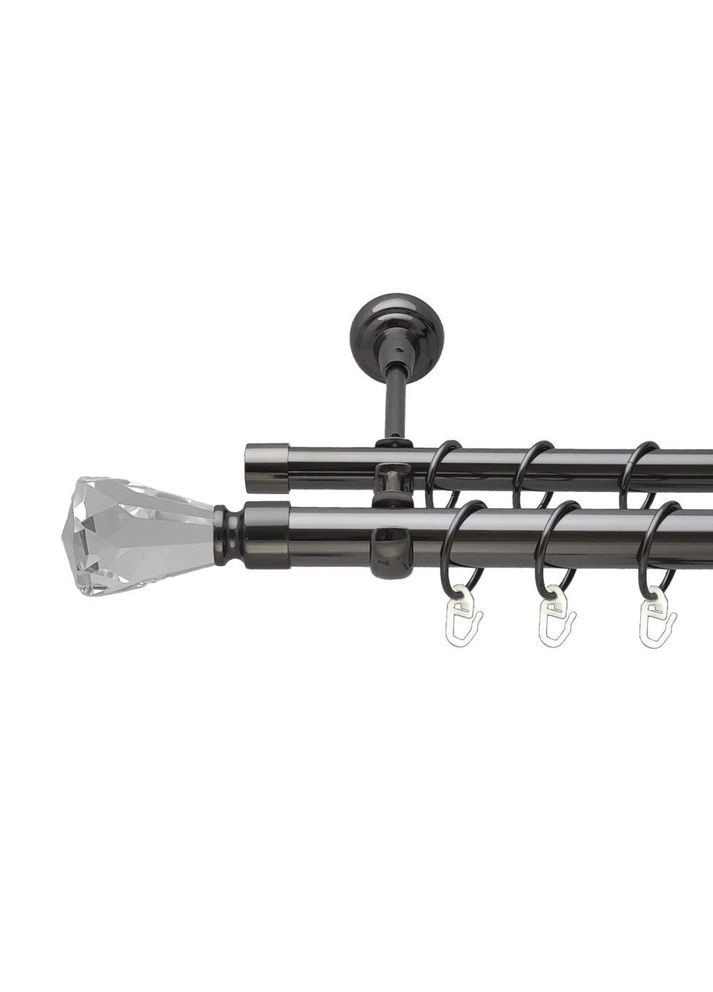 Карниз Лучетта металлический двухрядный открытый гладкая труба Оникс 25\19 мм 200 см (00-00012196) ORVIT (300286279)