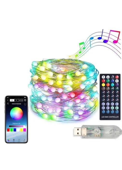 Гірлянда Smart RGB 723 Різнобарвний з керуванням через застосунок телефона 20 метрів/200 лампочок + пульт ДК FG (340112595)