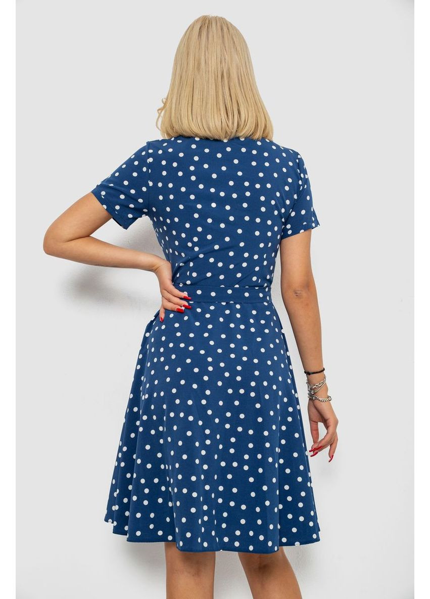 Синее платье софт с принтом в горох,, 230r0032-2 Ager