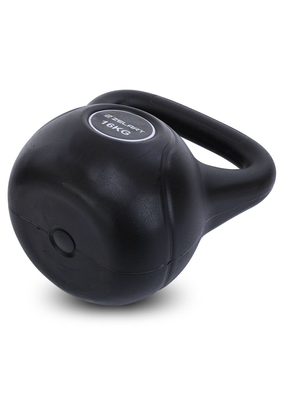 Гиря тренувальна цільна пластикова TA-5427-16 16кг (наповнення цемент, чорний) Zelart (361435723)
