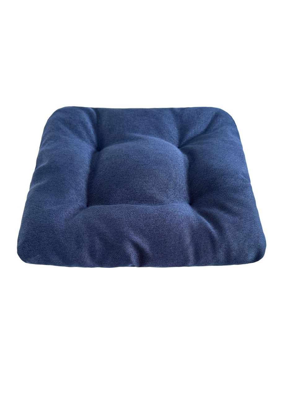 Подушка на стілець рогожка 40х40х8 см темно-синій No Brand (324829257)