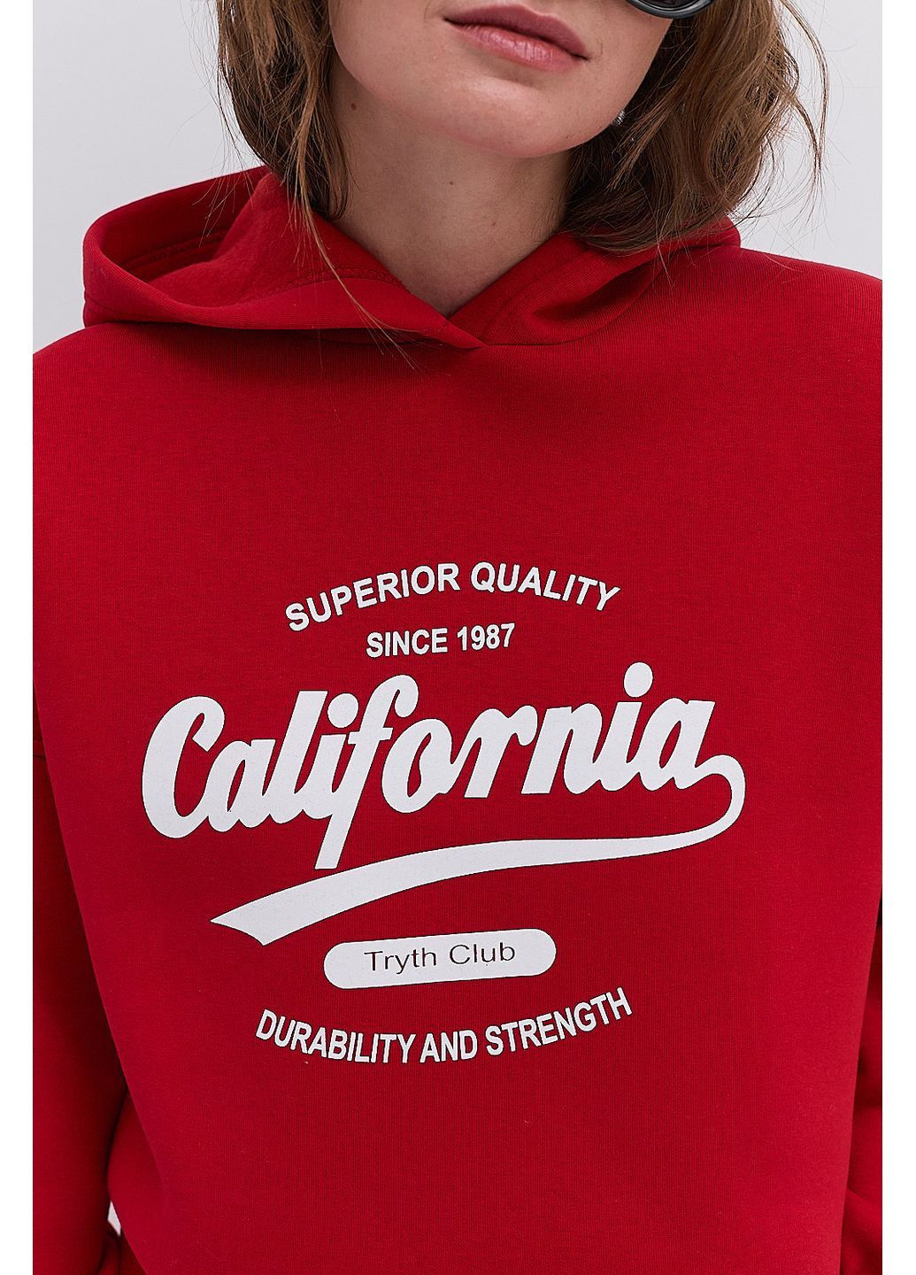 Спортивний жіночий костюм з худі світло-бежевий з принтом California Arjen (364967551)