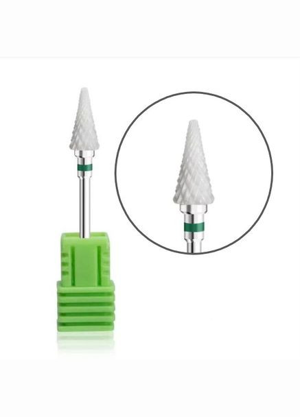 Фреза для маникюра керамическая елка, зеленая насечка No Brand (296666210)