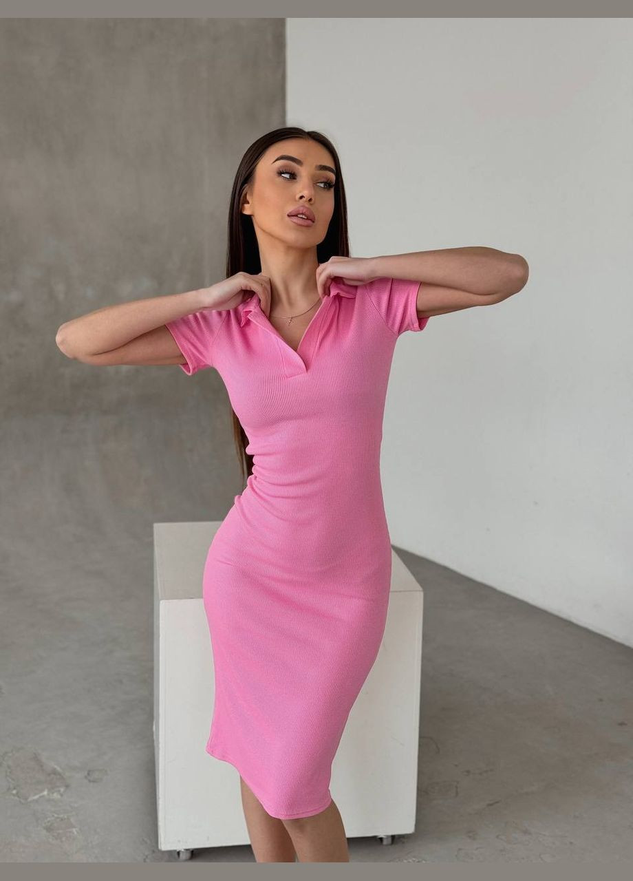 Рожева повсякденний жіноча сукня-поло довжини міді поло MonCher