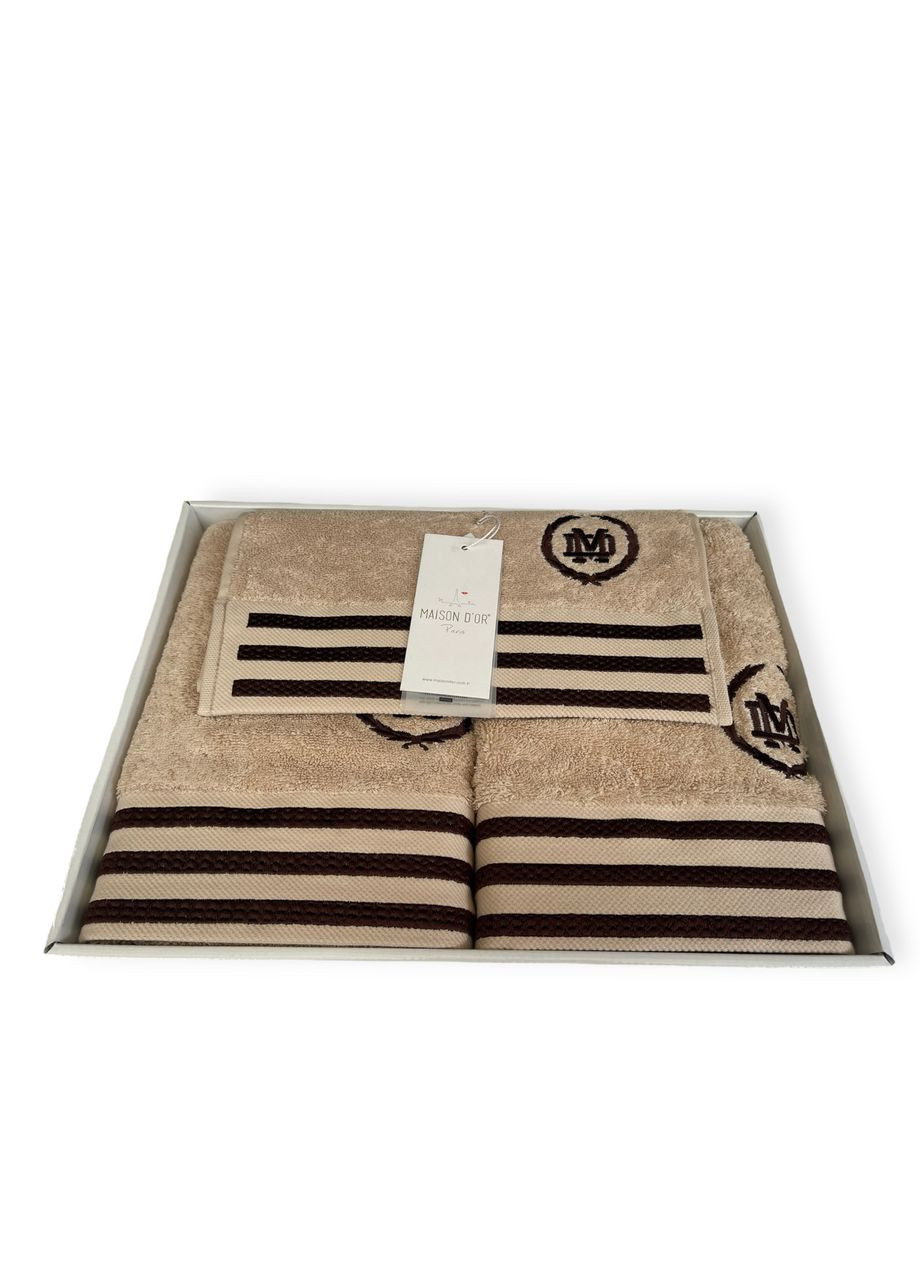 Набор полотенец Delon Beige махровые 30-50 см,50-100 см,70-140 см Maison D'or бежевый