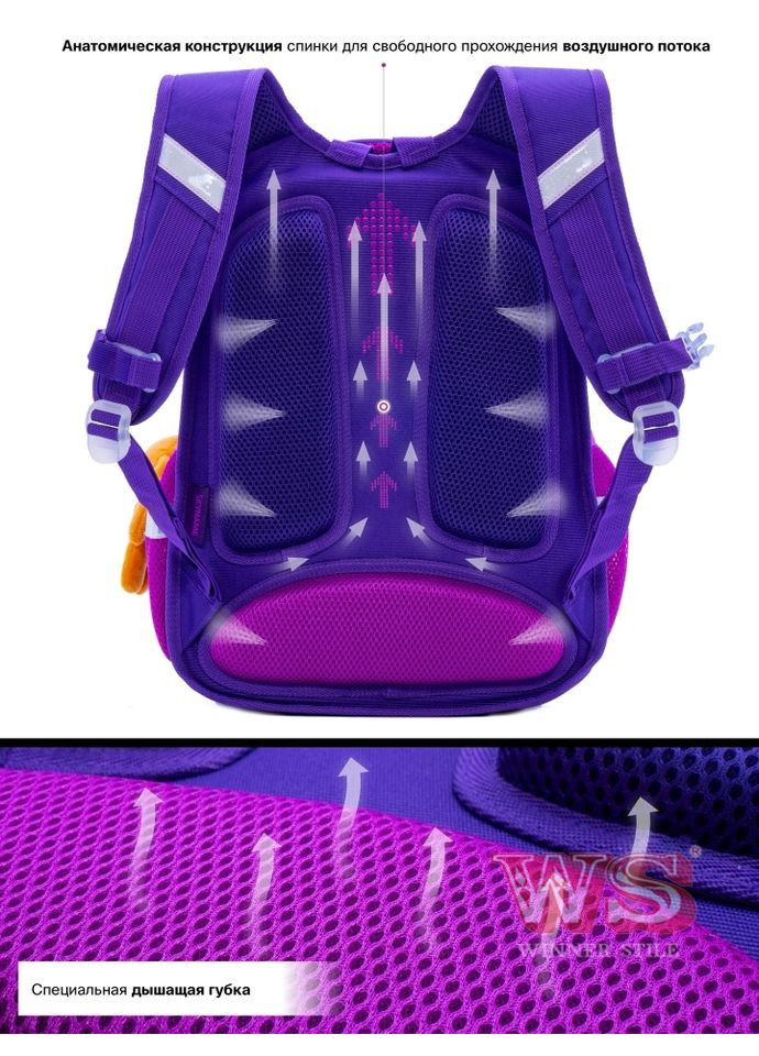 Школьный рюкзак с ортопедической спинкой для девочки Единорог 37х30х18 см для начальной школы R3-241 Winner (293504181)