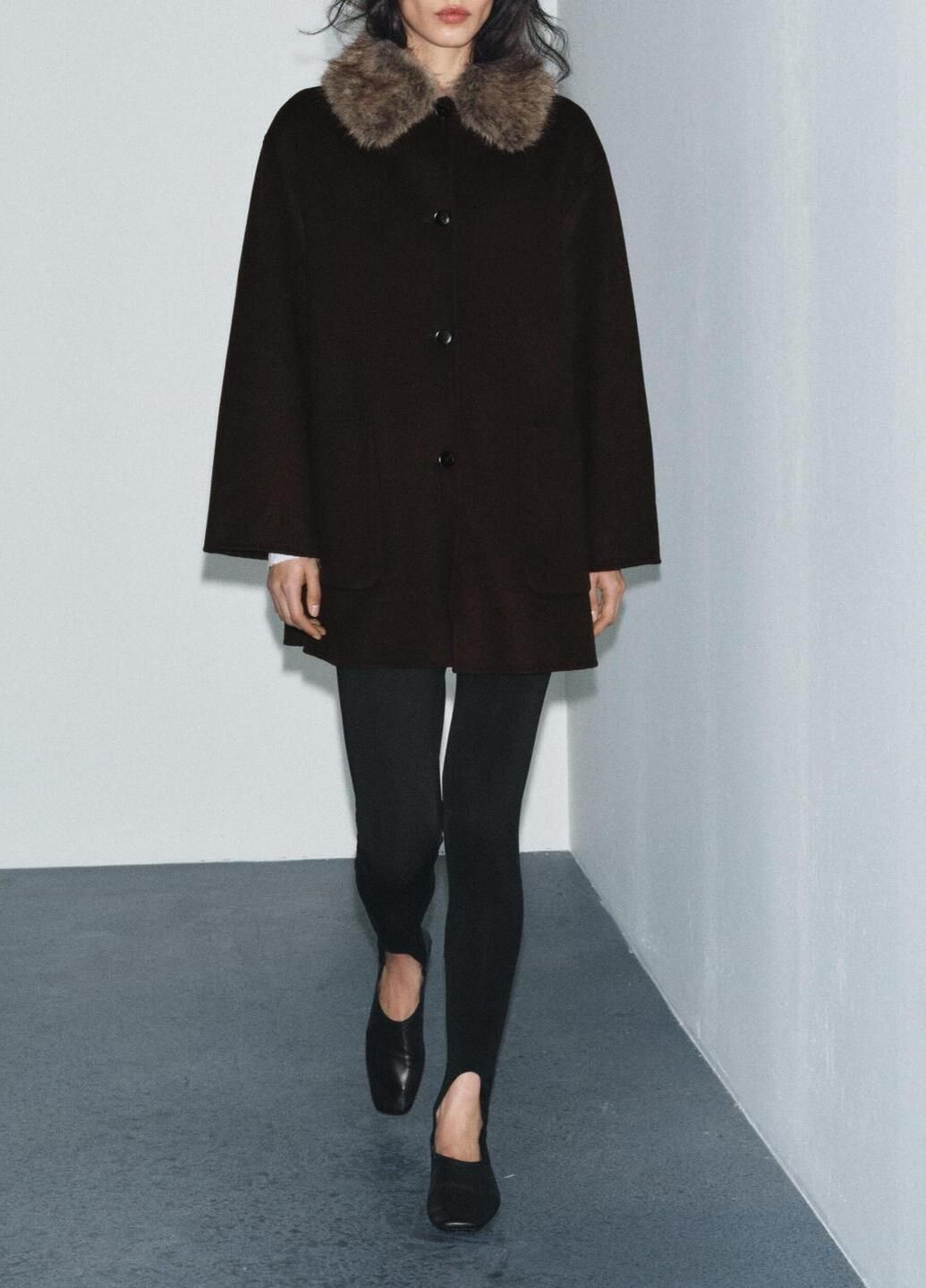 Темно-коричневое демисезонное Пальто Zara