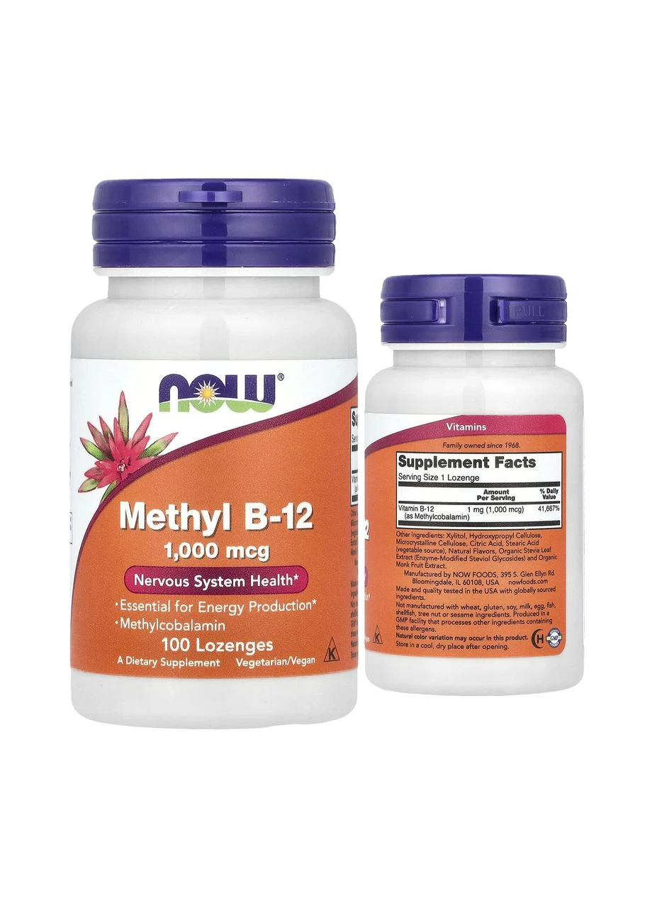 Methyl B-12 метилкобаламин 1000 мкг 100 таблеток для рассасывания Now Foods (373620203)