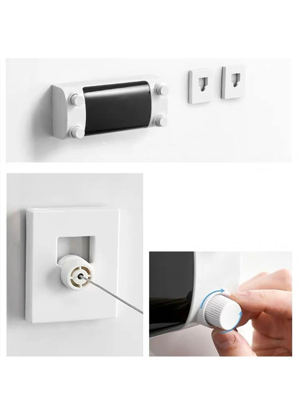 Сушарка для білизни настінна мотузка/трос подвійна з фіксатором 4.2м HP13 No Brand (299914637)