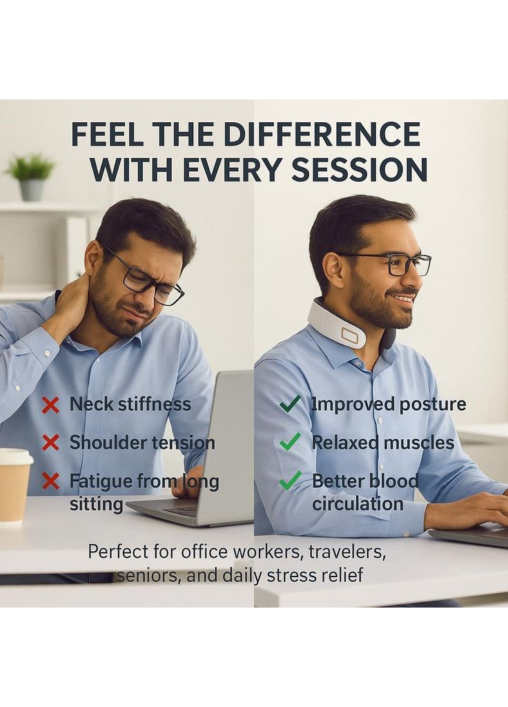 Імпульсний масажер для шиї KANFF PK-718 з 4 головками Four-Head Cervical Massager No Brand (356775902)