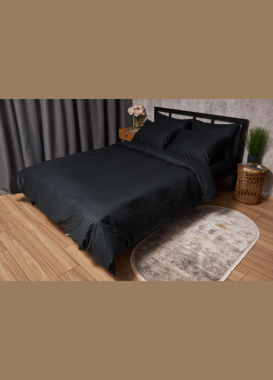 Комплект постільної білизни Satin Stripe «» полуторний євро 160х220 наволочки 2х50х70 (MS-820005271) Moon&Star Midnight Luxe (296910233)