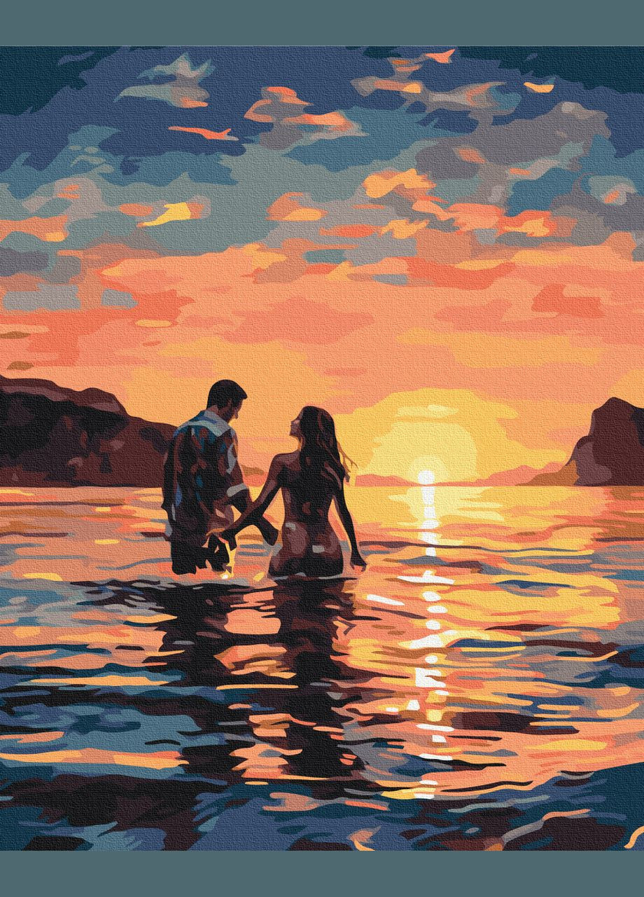 Картины по номерам пара людей 40х50 Картина по цифрам на холсте Влюбленные на рассвете Картины роспись по номерам BS53890 Brushme (322777518)