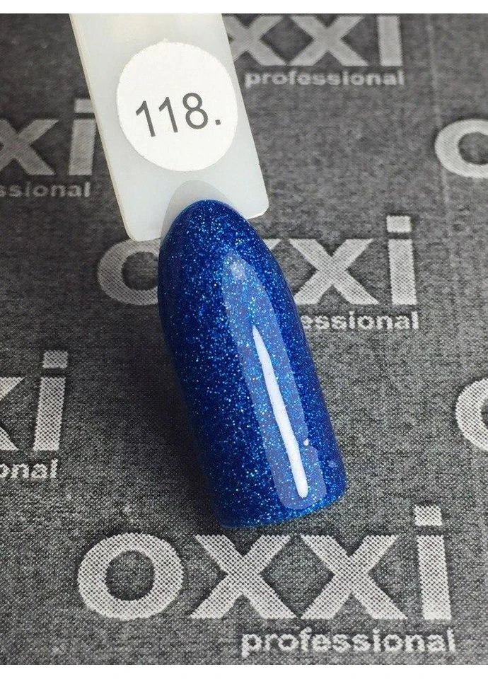 Гель-лак № 118, 10 мл (синий с мелкими бирюзовыми блестками) OXXI (376943370)