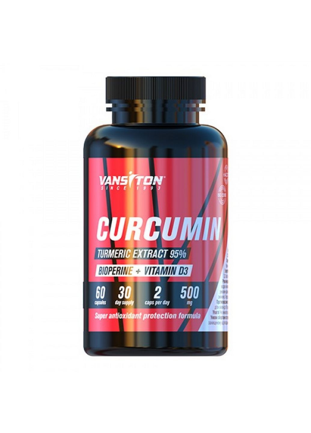 Натуральна добавка Curcumin Bioperine Vitamin D3, 60 капсул Vansiton (293416208)