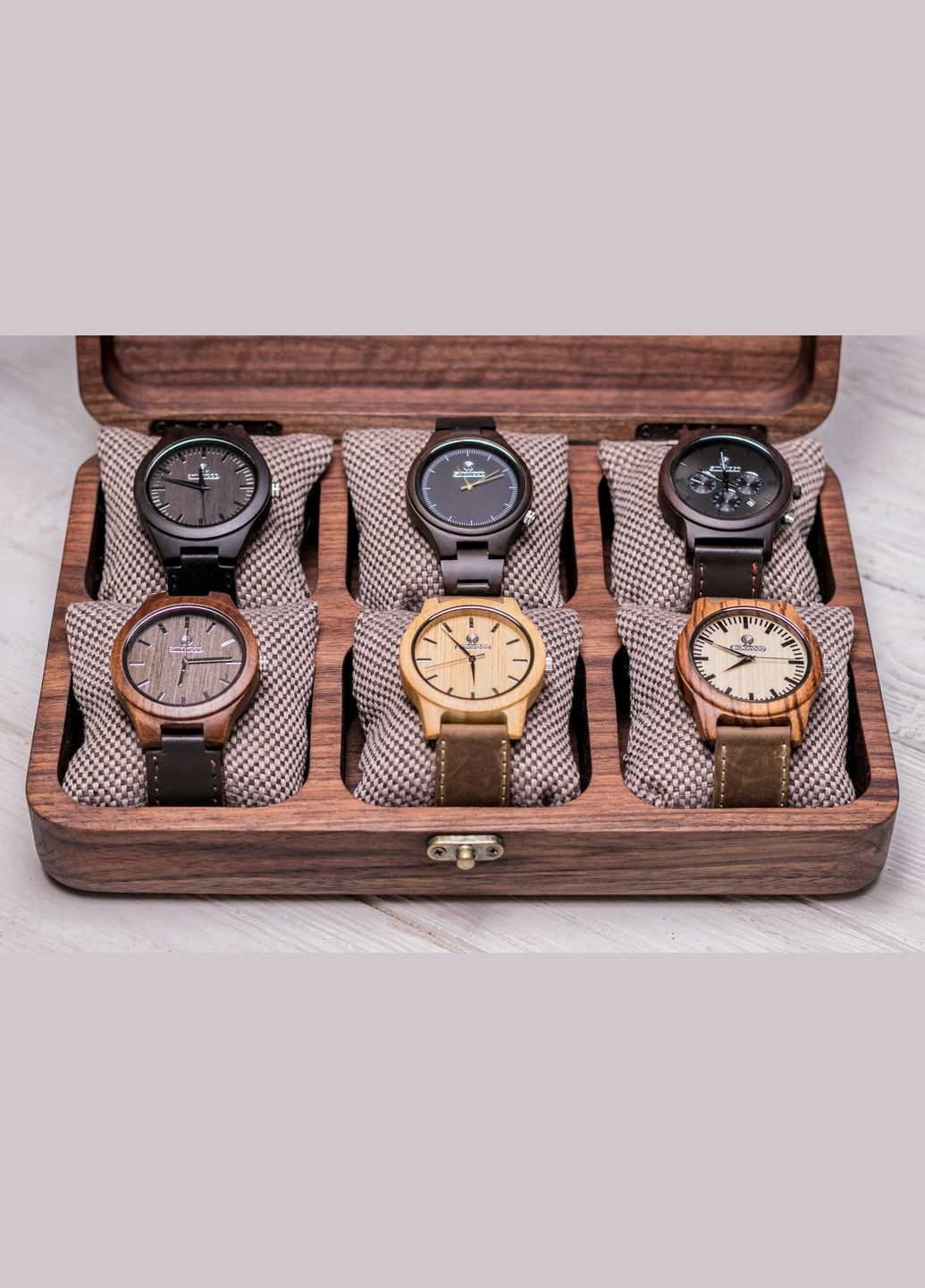 Цельная шкатулка для шести часов с персональным логотипом EcoWalnut (295443833)