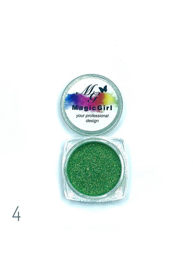 Втирка для нігтів голограма зелена №4 Magic Girl (303635181)