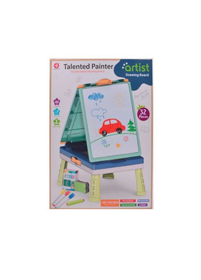 Мольберт 05017 2-х сторонний, маркер, мел, губка Bambi (315765840)