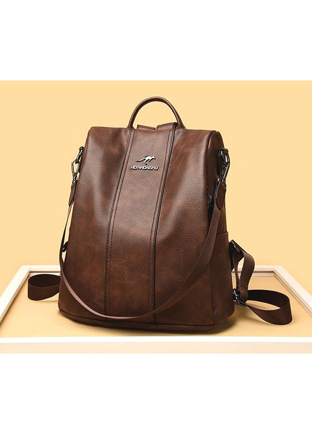 Жіночий міський рюкзак сумка кенгуру коричневий невеликий трансформер для прогулянок та шопінгу ProDobro (363260147)