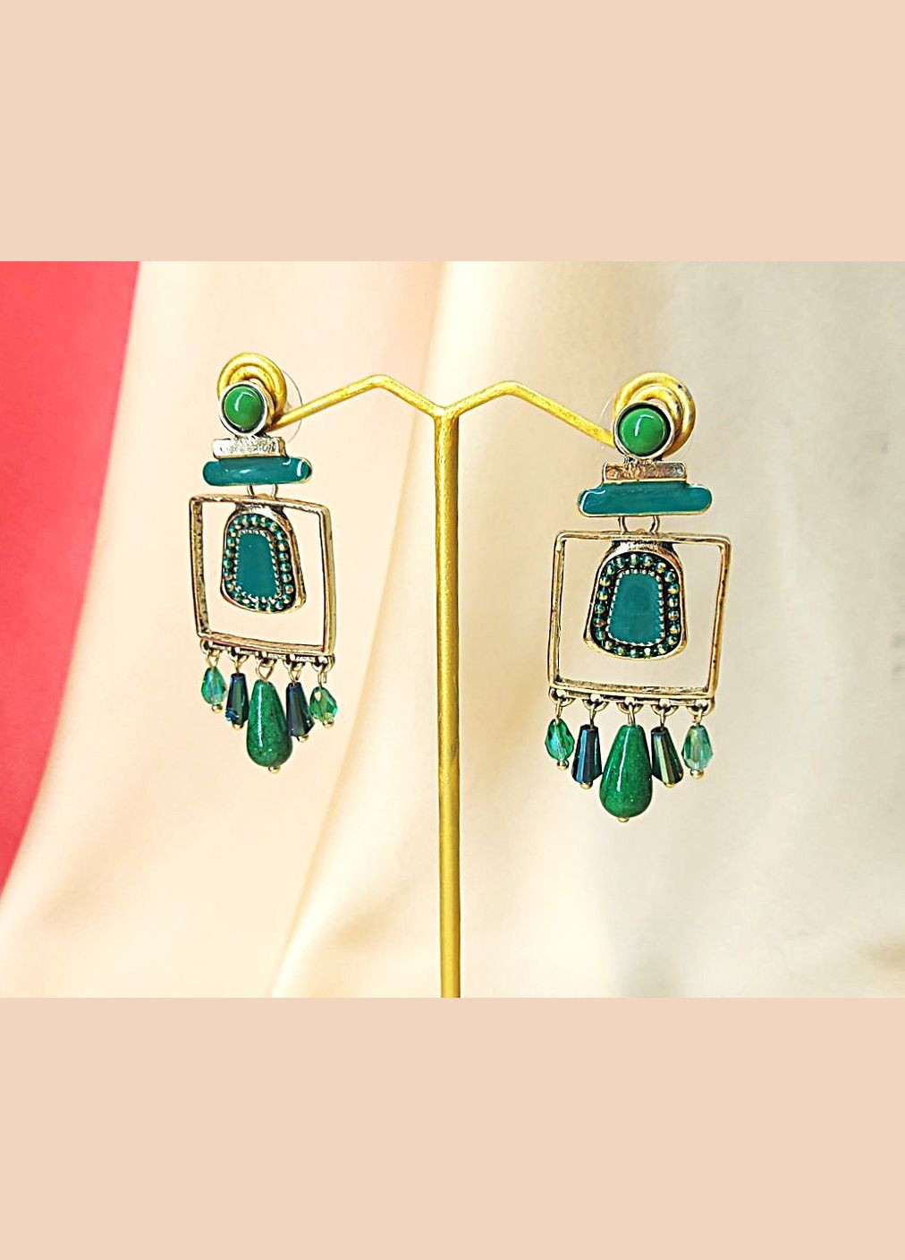 Сережки женские удлиненные Цветные No Brand (339075679)