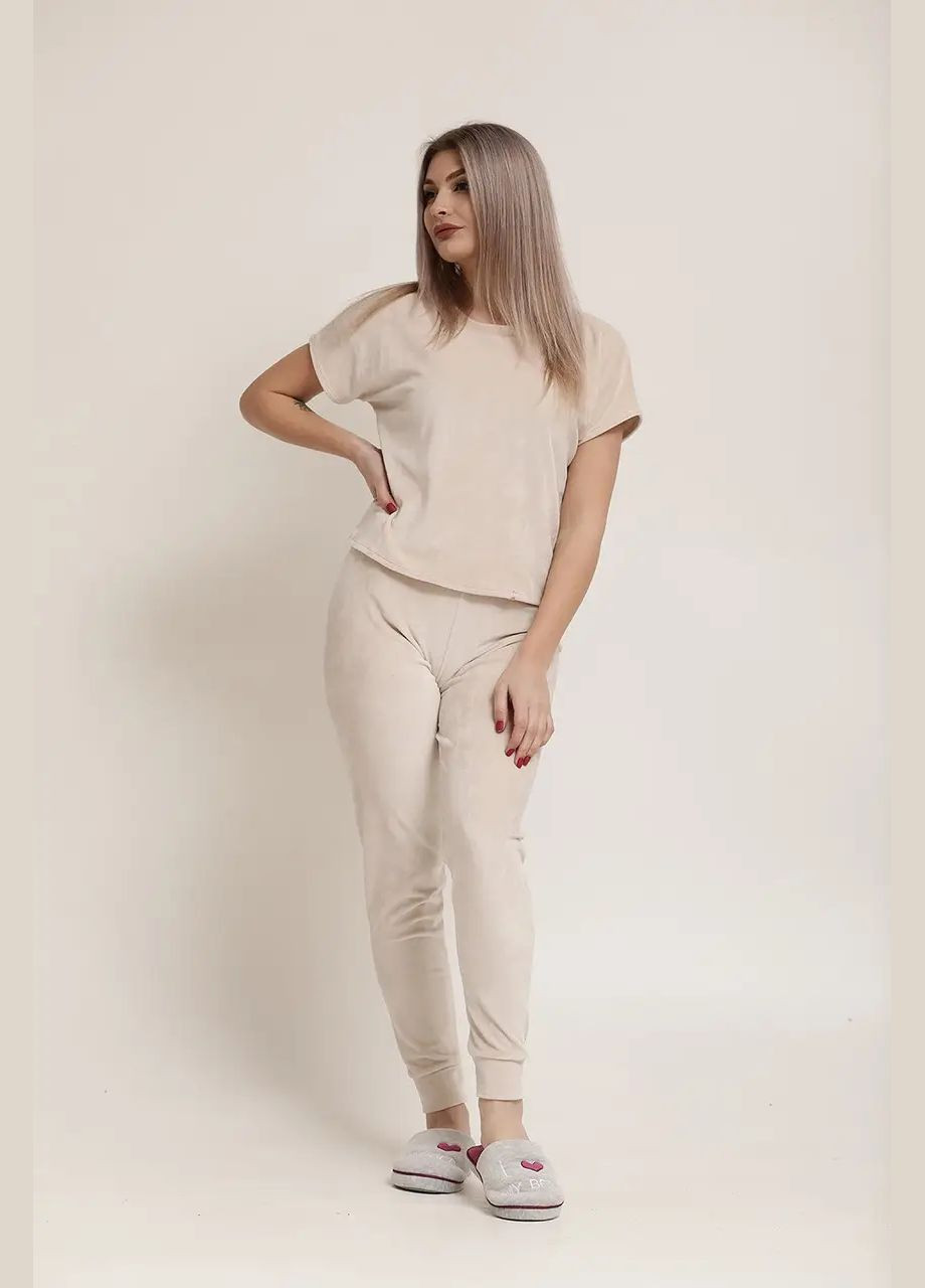 Молочна всесезон велюровий комплект 3ка молочний No Brand