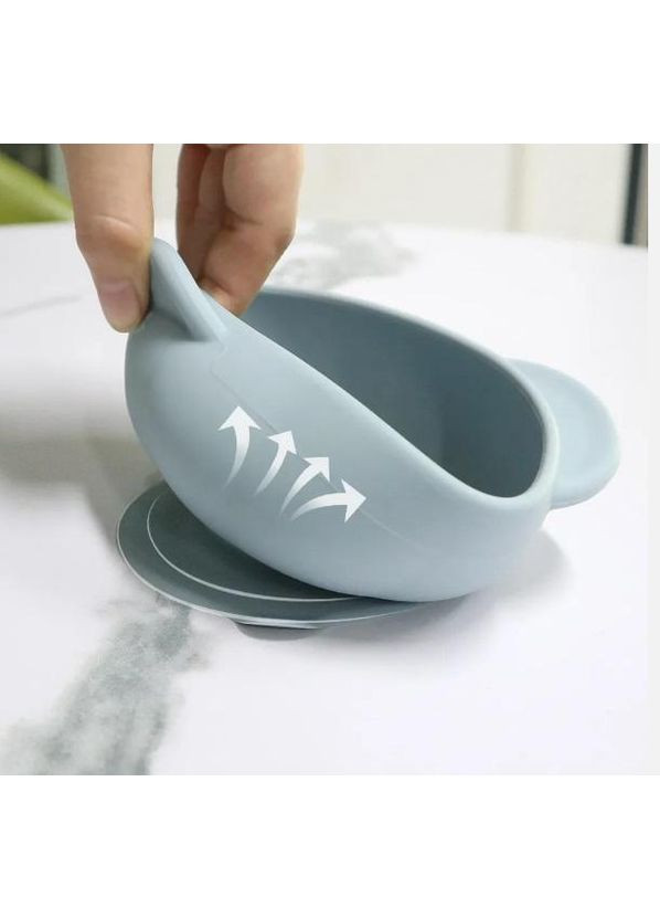 Набор силиконовой детской посуды для прикорма на присосках голубой с грызунком прорезывателем-погремушкой Cheeks (354830539)