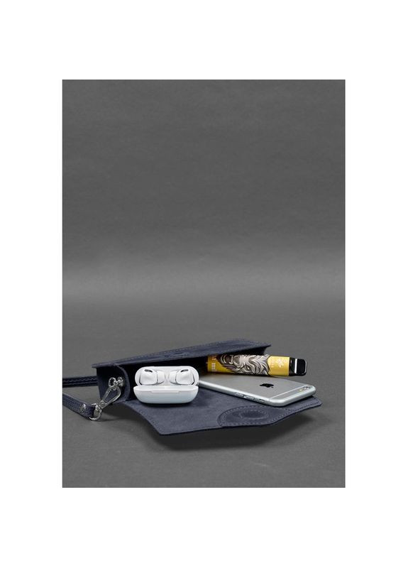 Шкіряна сумка через плече жіноча футляр для окулярів (міні сумка через плече жіноча) синій Crazy horse BlankNote (302008220)