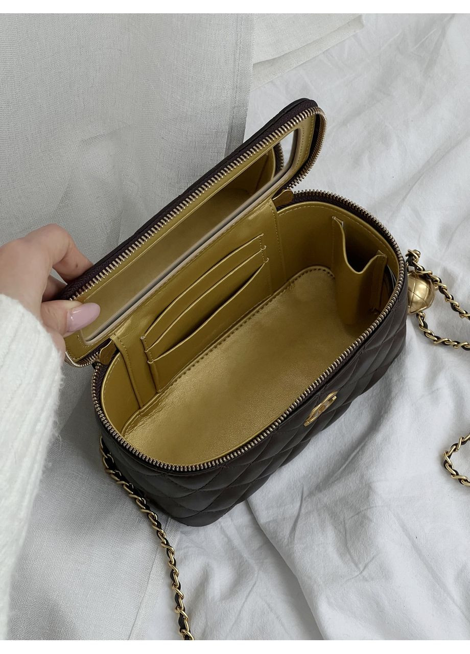 Сумка женская клатч Classic Lambskin Pearl Crush Vanity Bag Prem шоколадный классический No Brand (369934880)
