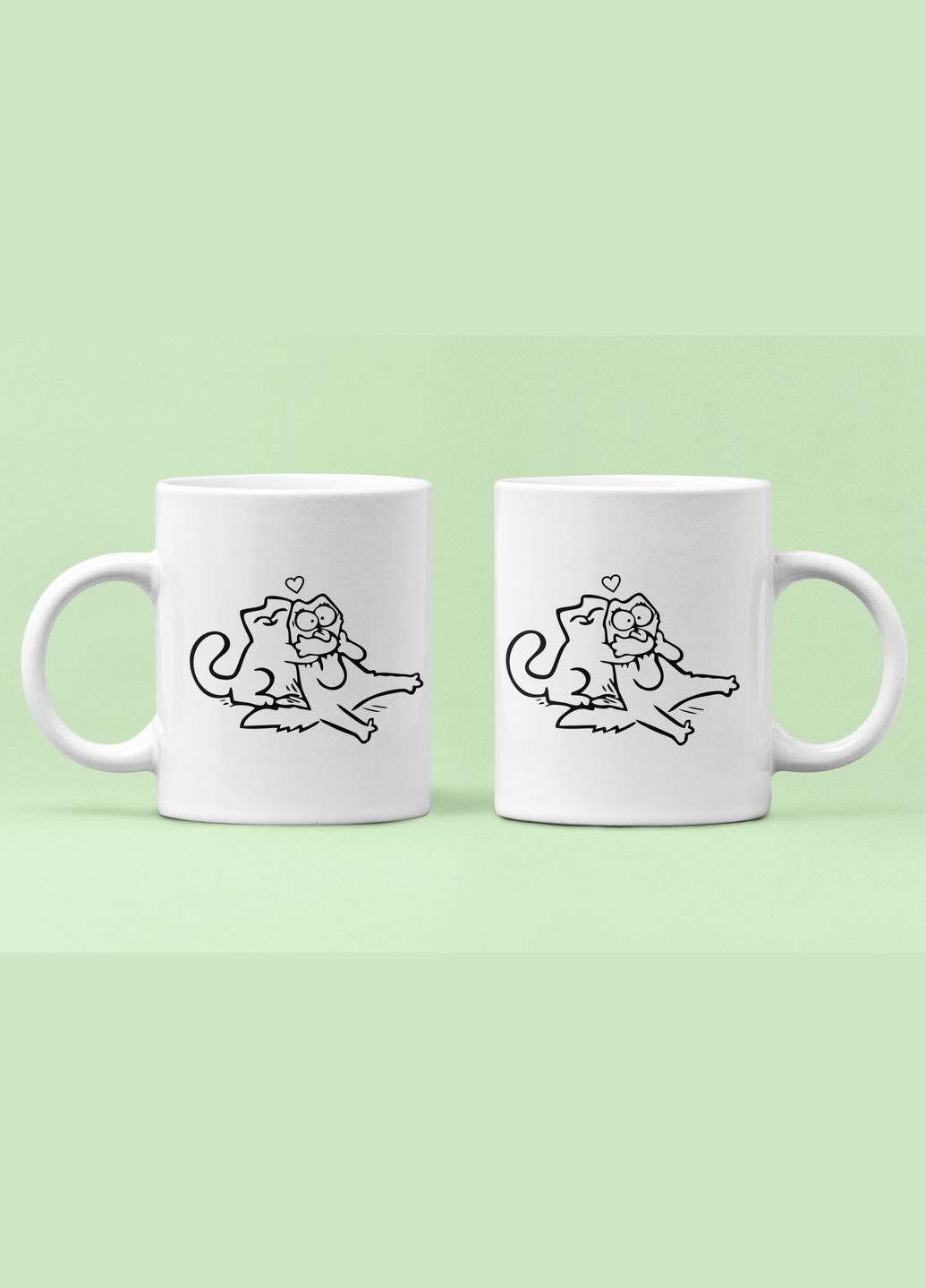 Парные чашки кружки Влюбленные коты для Влюблённых Белая 330 мл Orca (316259469)