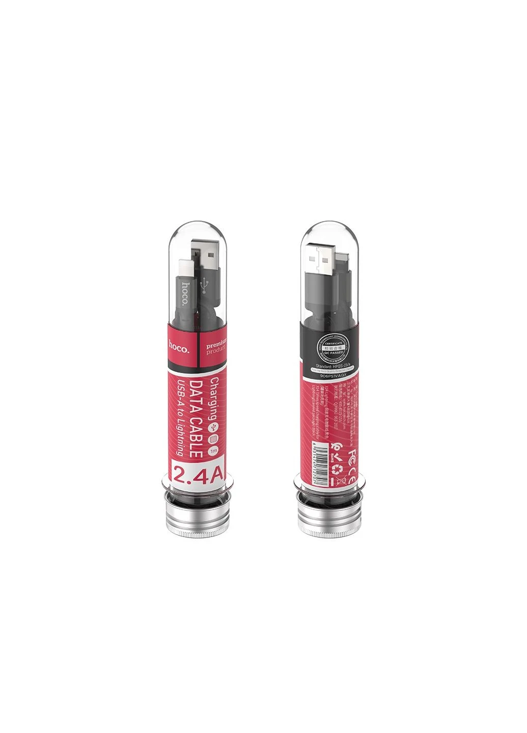 Кабель USB to iP 2A, 1m, nylon, aluminum connectors, Hoco X14 (386477547)